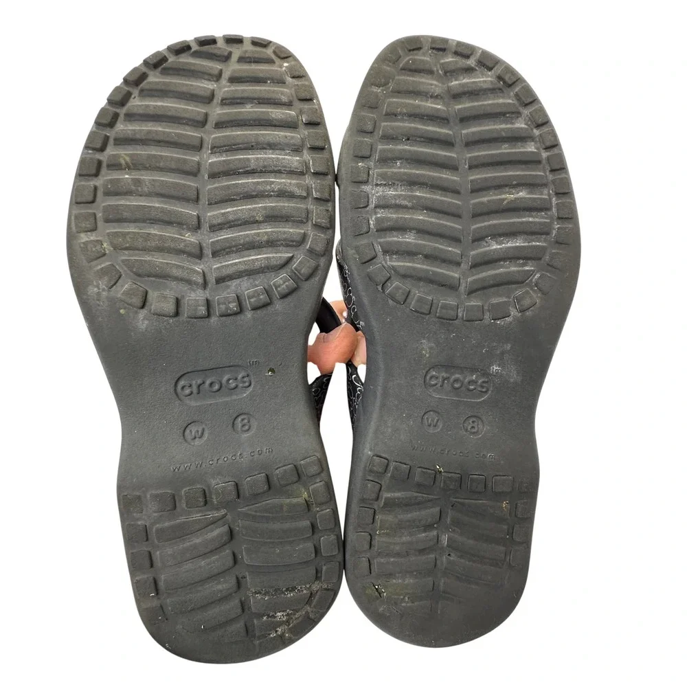 Crocs Meleen Twist Disney Mickey Mouse Black Grey Slide Sandals Womens 8